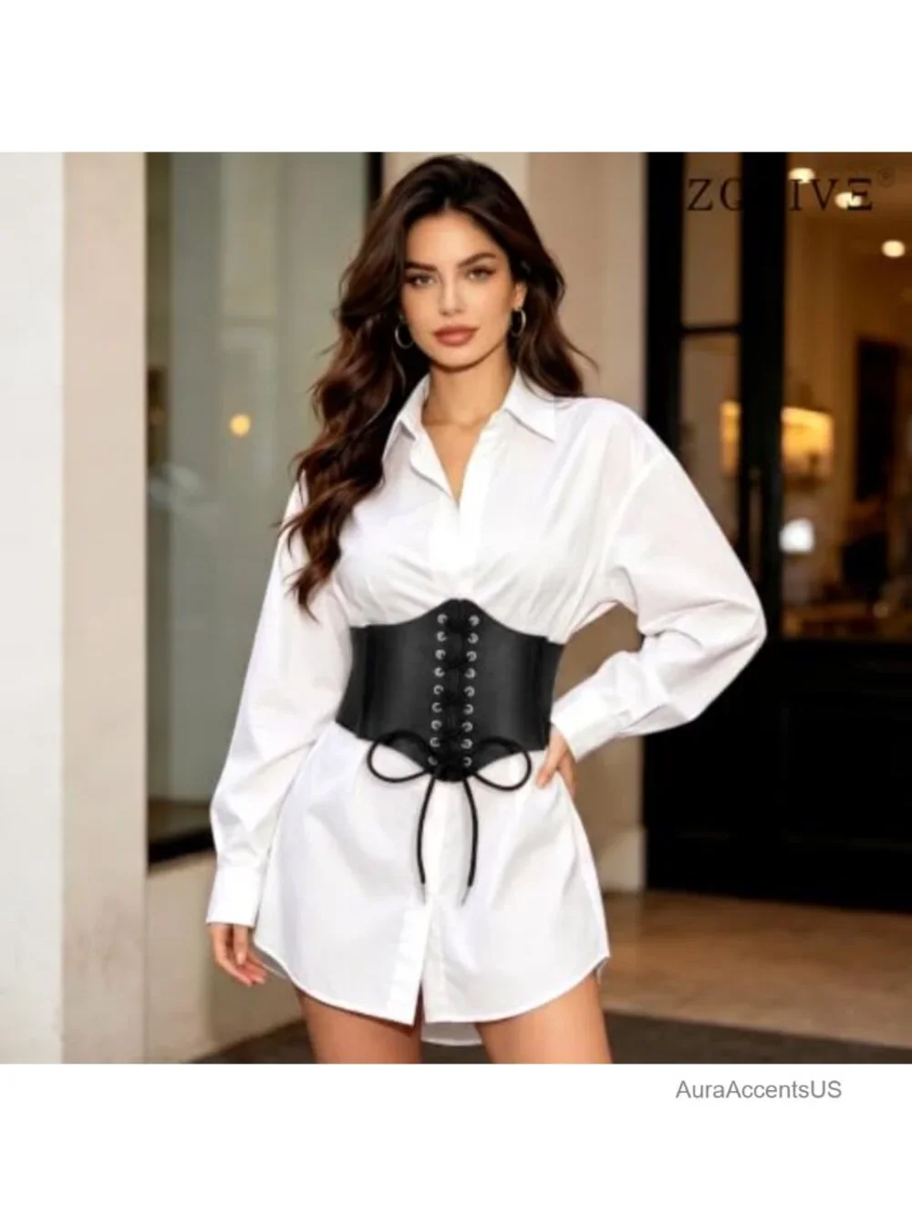 Wide Elastic Corset Waist Belt with Snap Closure, 4.7 Inch